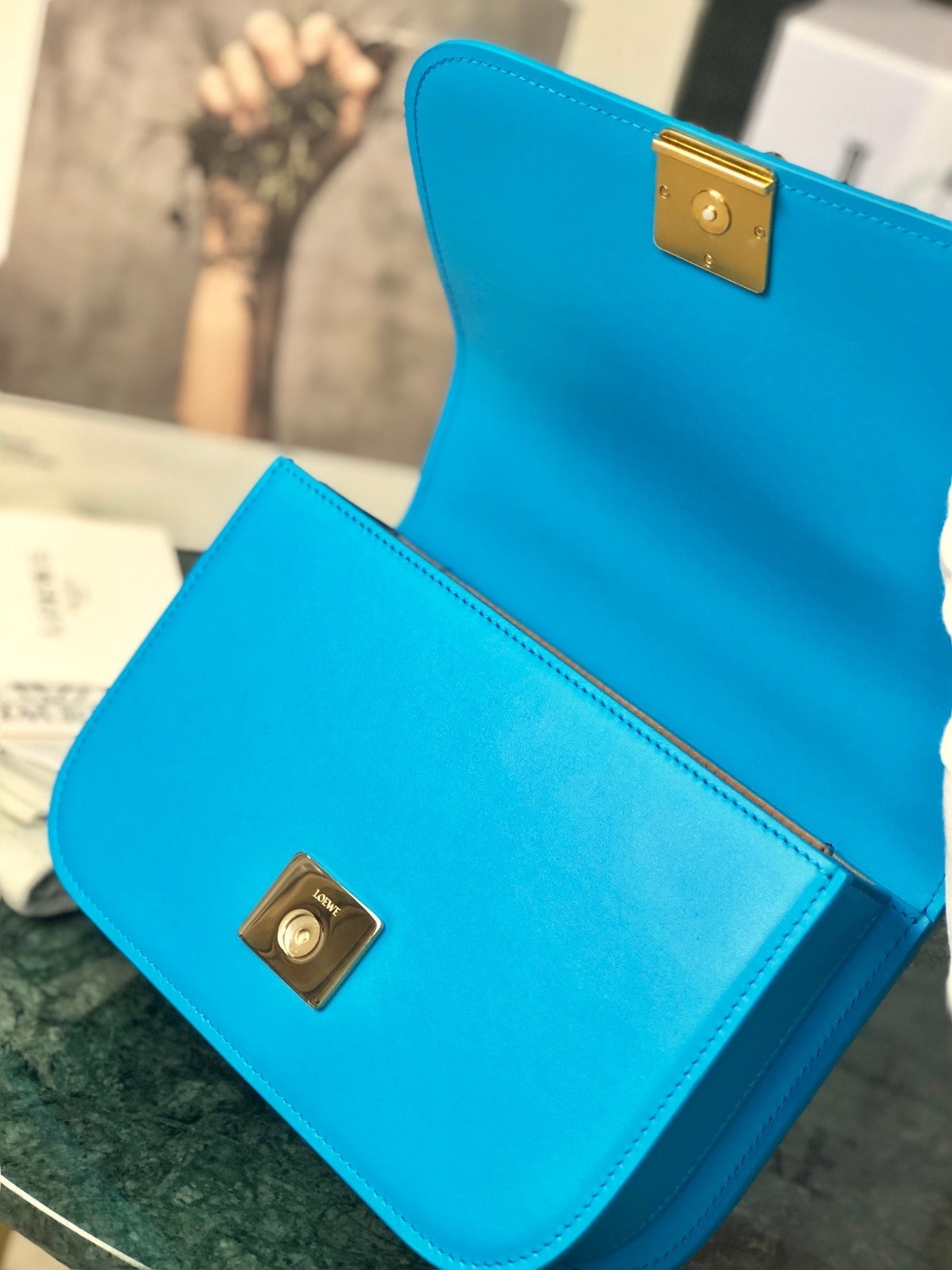 LOE GOYA BAG 18 IN COBALT BLUE SILK CALFSKIN mysite