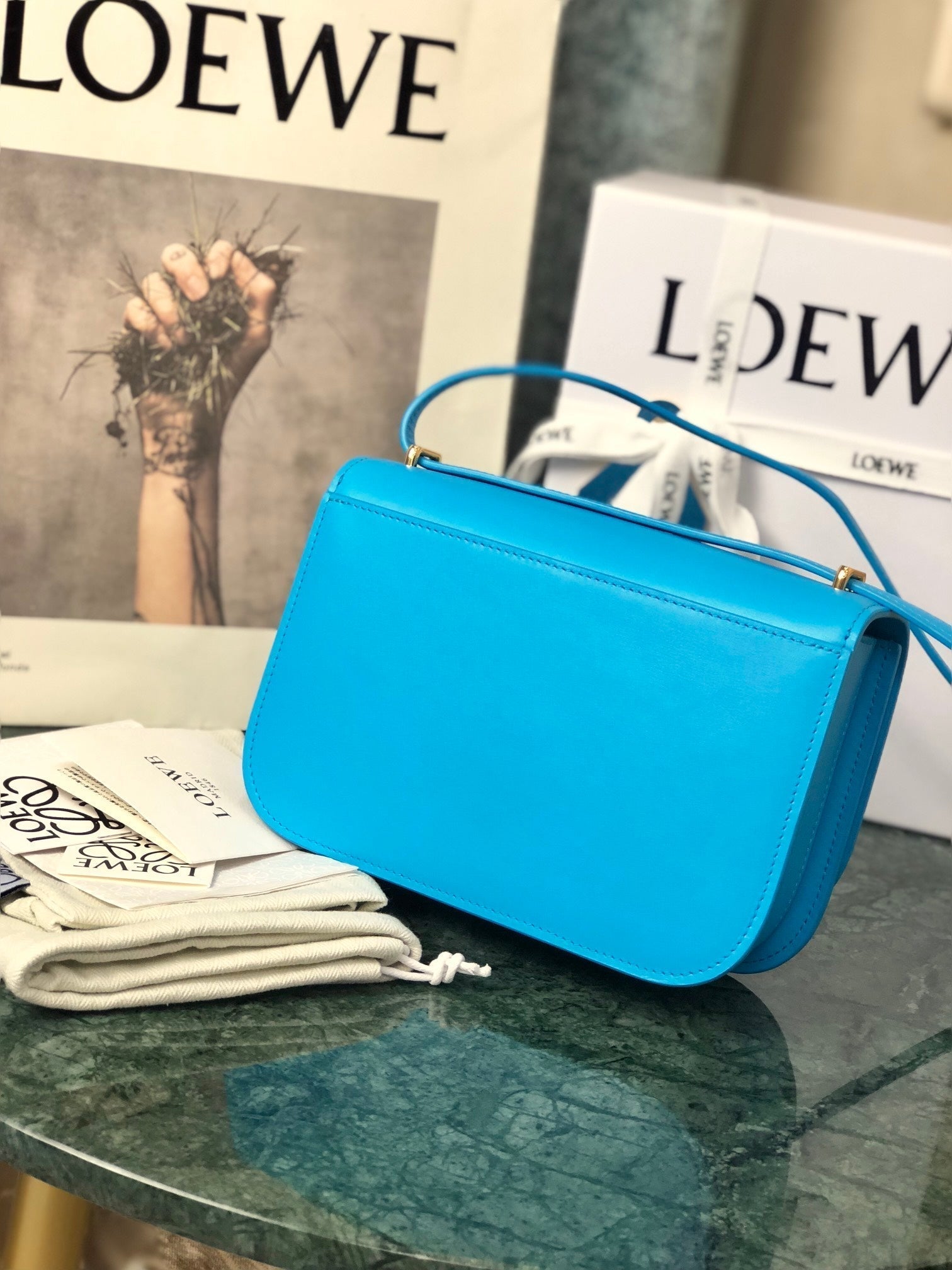 LOE GOYA BAG 18 IN COBALT BLUE SILK CALFSKIN mysite