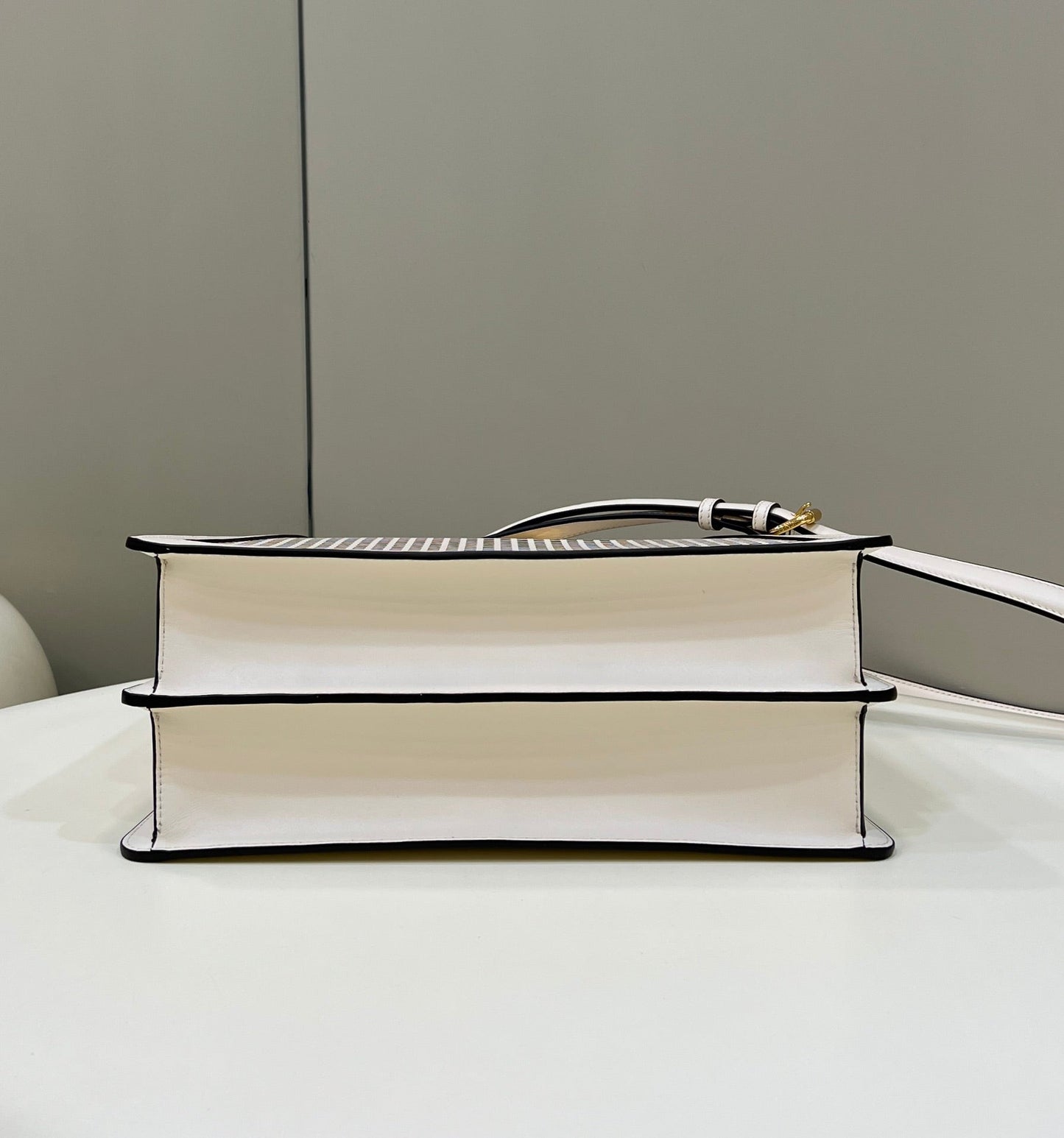 PEEKABOO ISEEU 34 IN WHITE PERFORATED CALFSKIN GOLD HARDWARE mysite