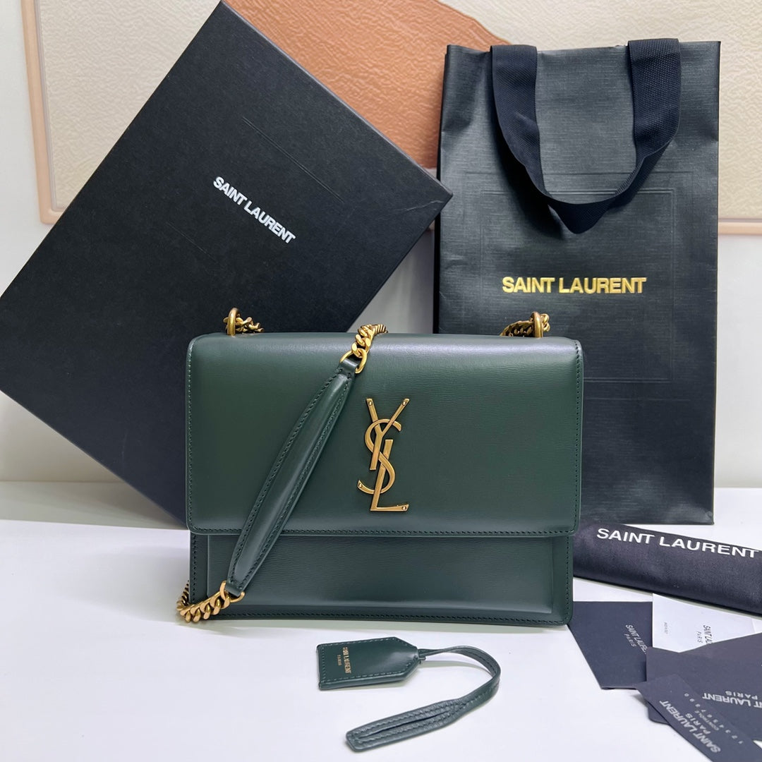 SUNSET MEDIUM 22 IN DARK GREEN CALFSKIN GOLD HARDWARE mysite