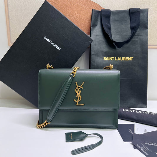 SUNSET MEDIUM 22 IN DARK GREEN CALFSKIN GOLD HARDWARE mysite