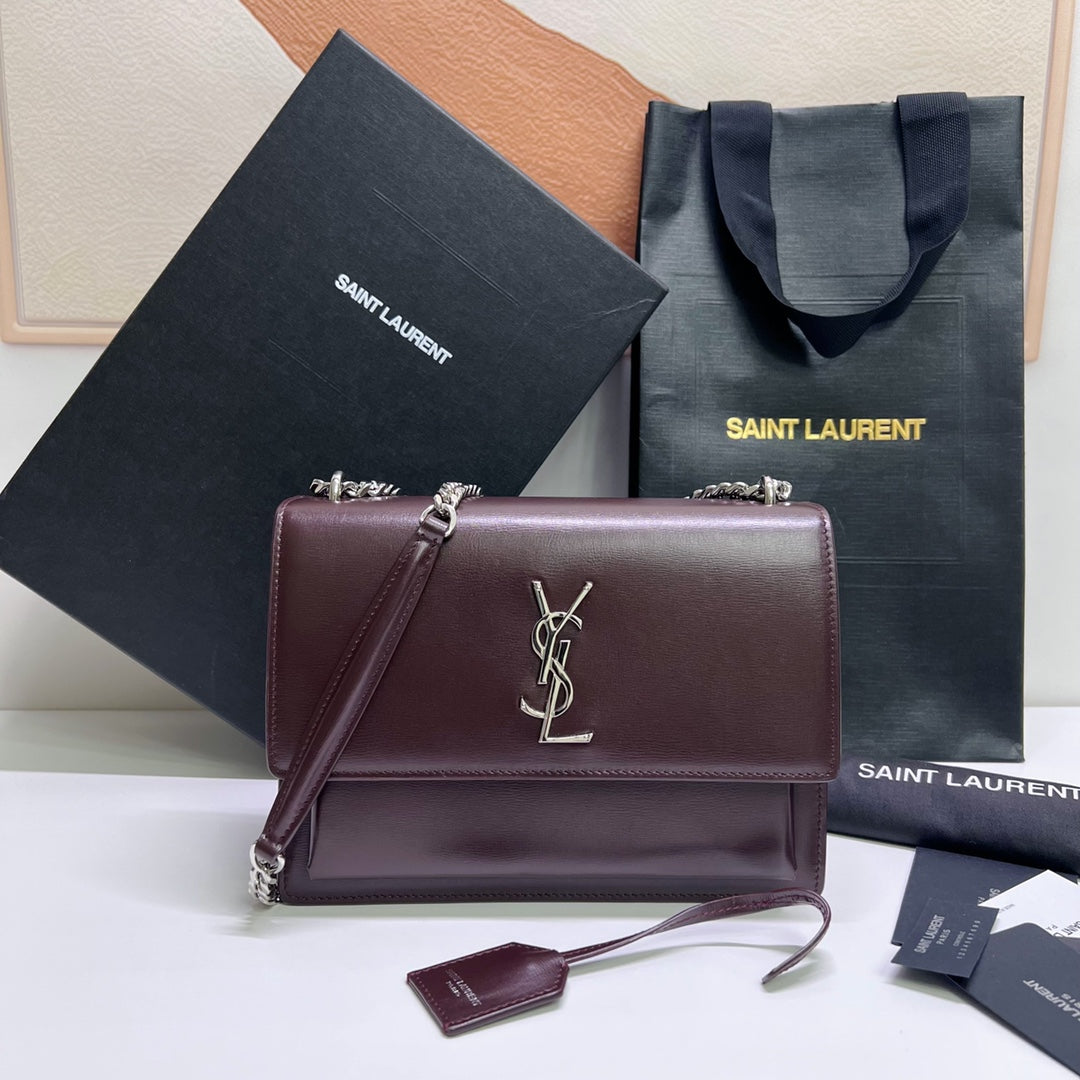 SUNSET MEDIUM 22 IN MAROON CALFSKIN SILVER HARDWARE mysite