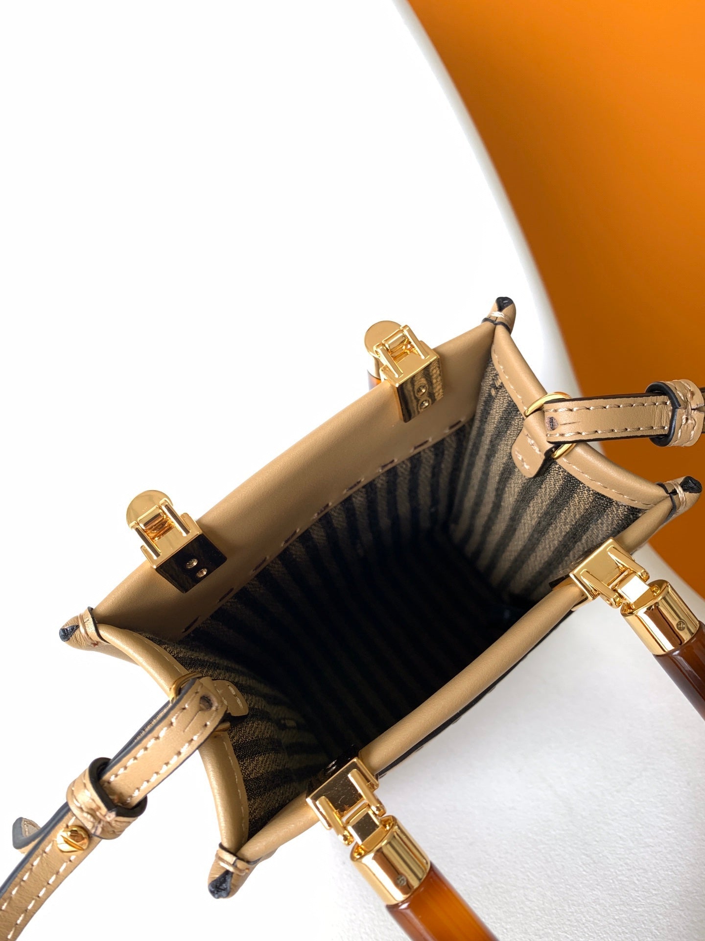 Fend Mini Sunshine Shopper Bag 18 Beige Leather mysite