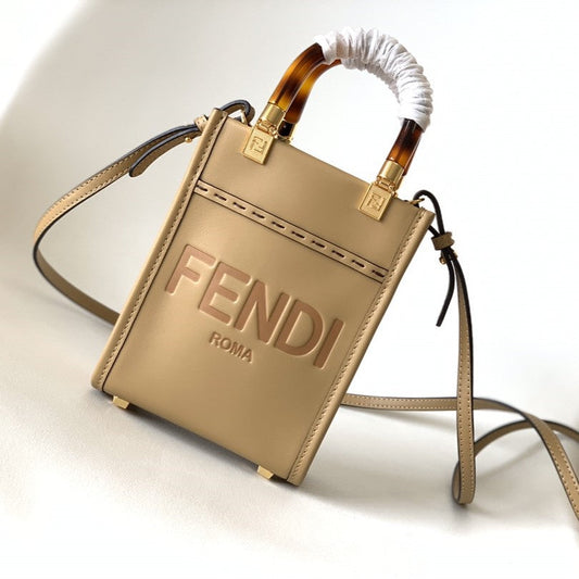 Fend Mini Sunshine Shopper Bag 18 Beige Leather mysite