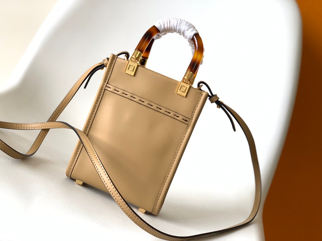 Fend Mini Sunshine Shopper Bag 18 Beige Leather mysite