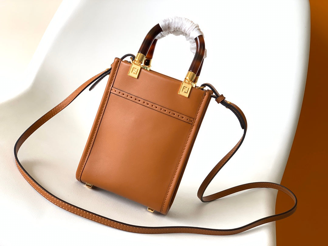 Fend Mini Sunshine Shopper Bag 18 Tan Leather mysite