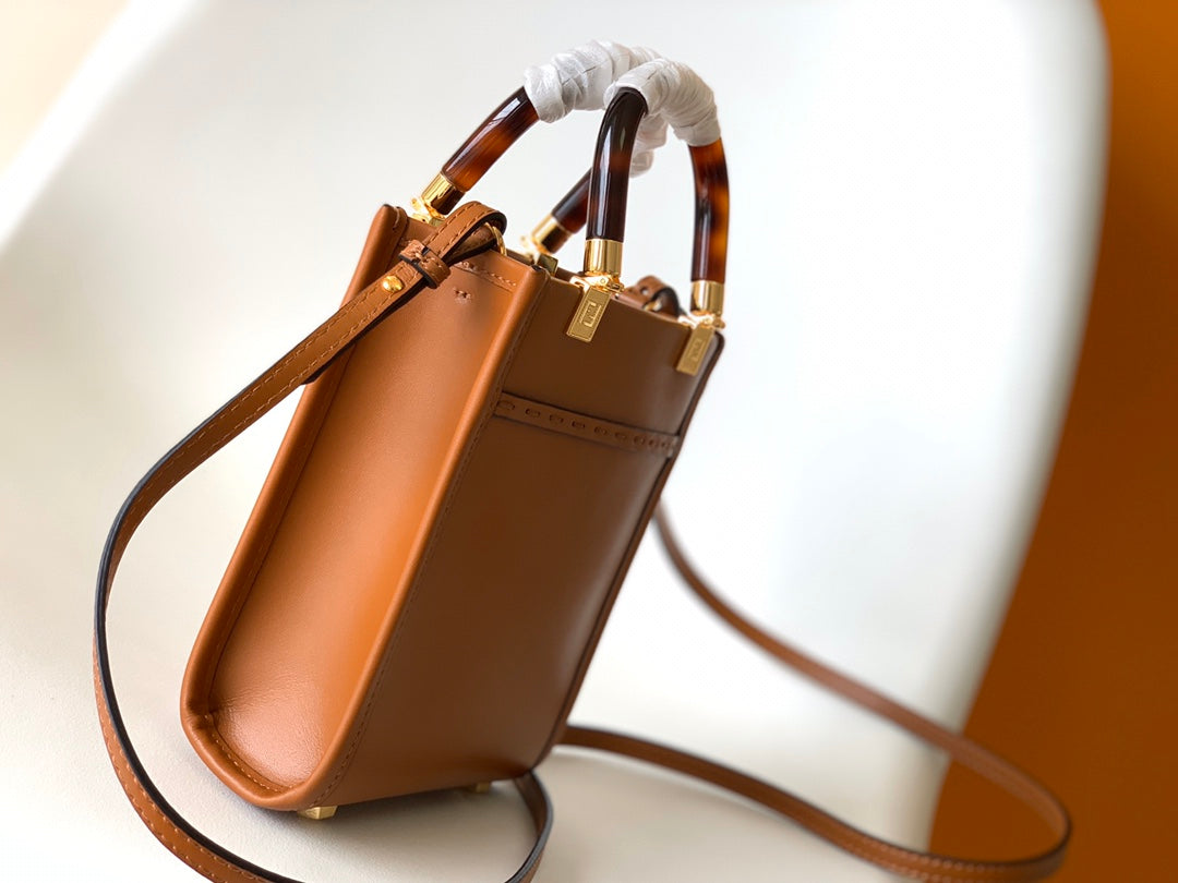 Fend Mini Sunshine Shopper Bag 18 Tan Leather mysite