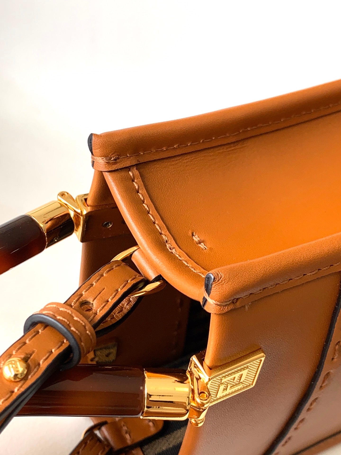 Fend Mini Sunshine Shopper Bag 18 Tan Leather mysite