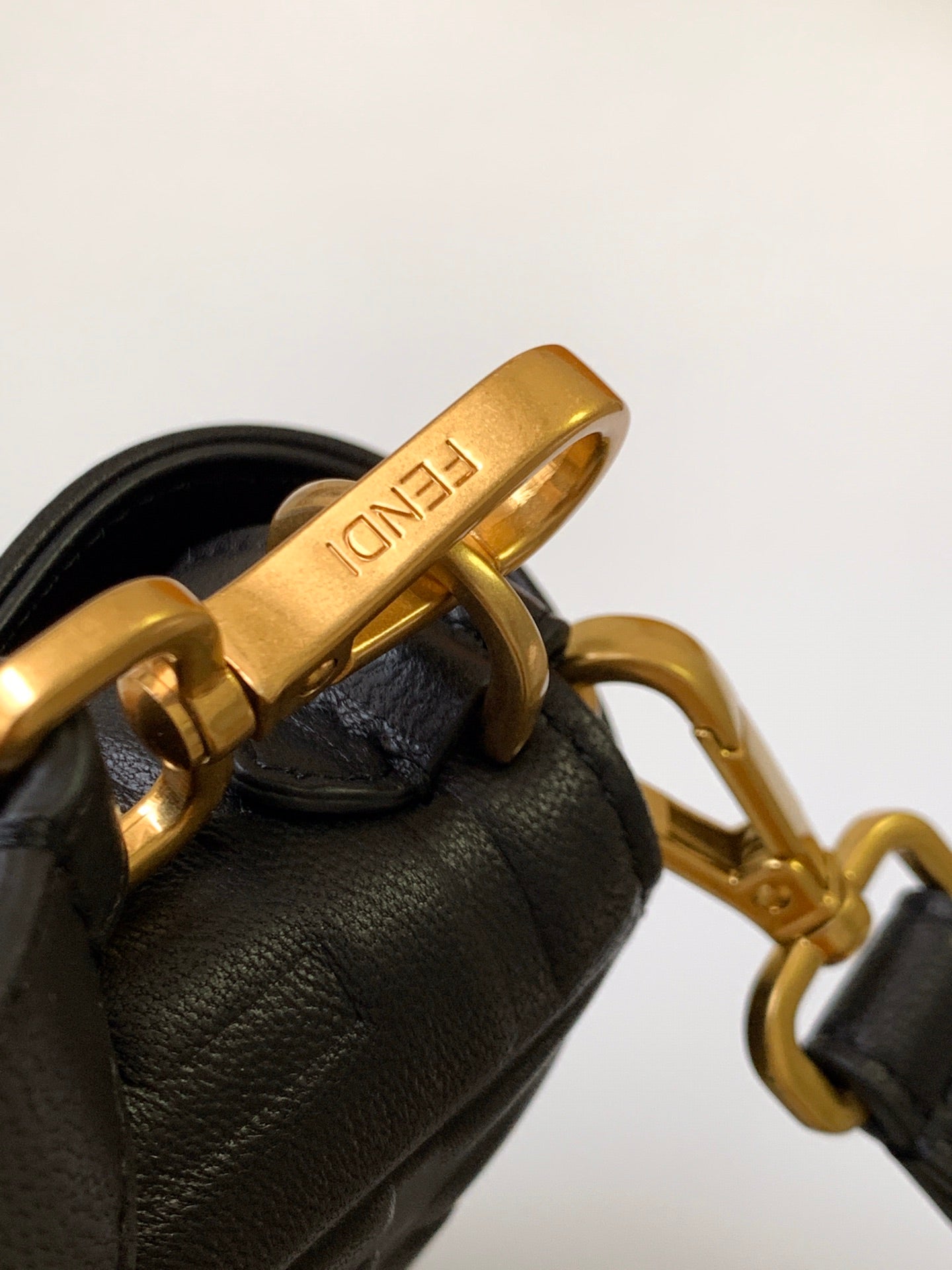 Fend Baguette 27 Bag With FF Motif Black Leather Ghw mysite