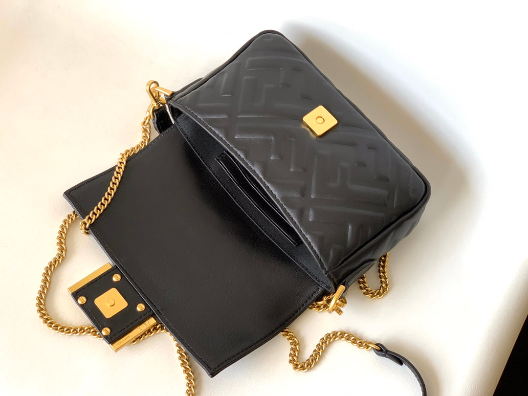 Mini Baguette Bag 20 With FF Motif Black Leather Ghw mysite