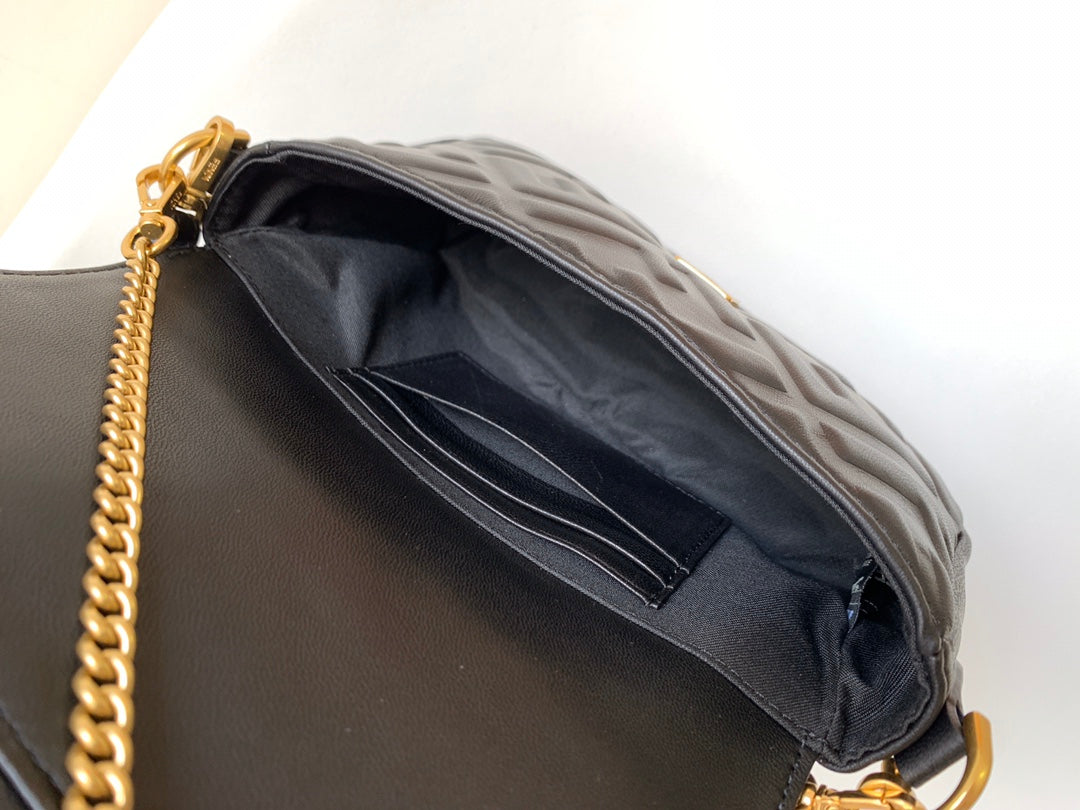 Mini Baguette Bag 20 With FF Motif Black Leather Ghw mysite