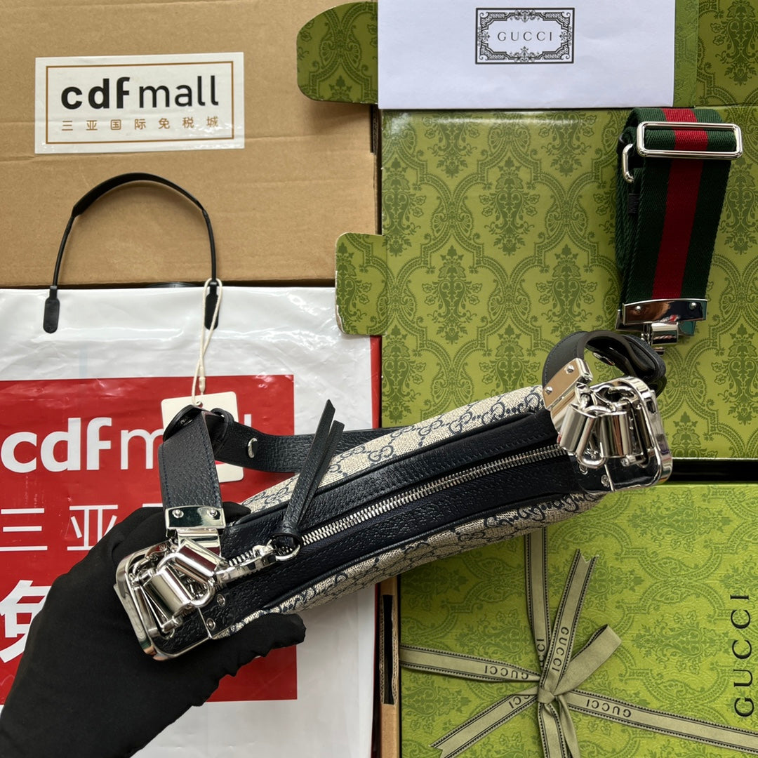 Gucci Attache bag 23 Black Beige Canvas 239982 mysite