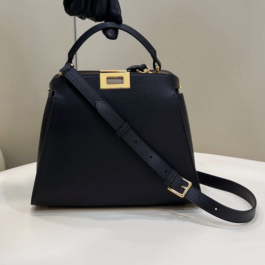 FENDI PEEKABOO 27 IN BLACK CALFSKIN WITH GOLD HARDWARE mysite