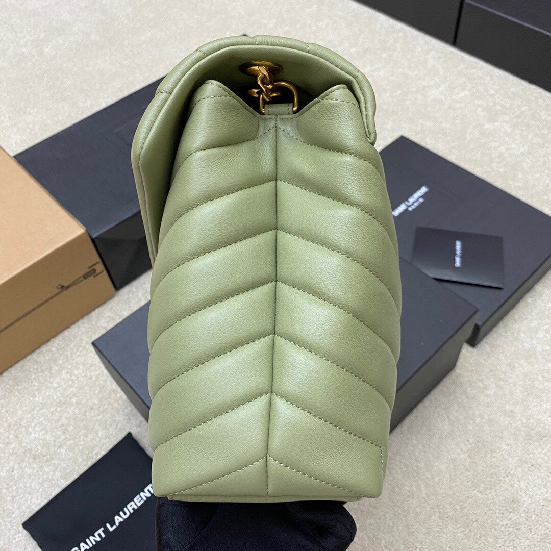 LOULOU MEDIUM 32 KHAKI GREEN QUILTED LEATHER GOLD HARDWARE mysite