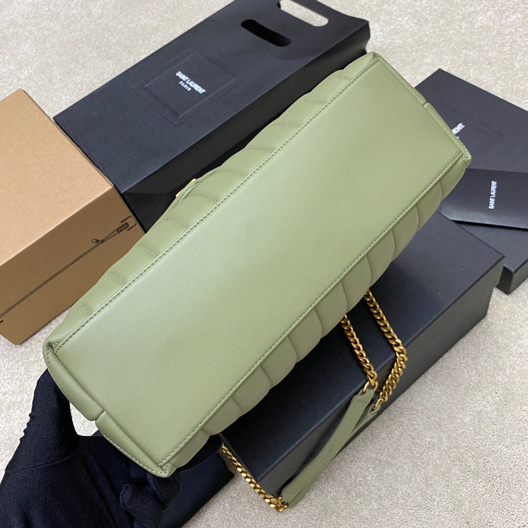 LOULOU MEDIUM 32 KHAKI GREEN QUILTED LEATHER GOLD HARDWARE mysite