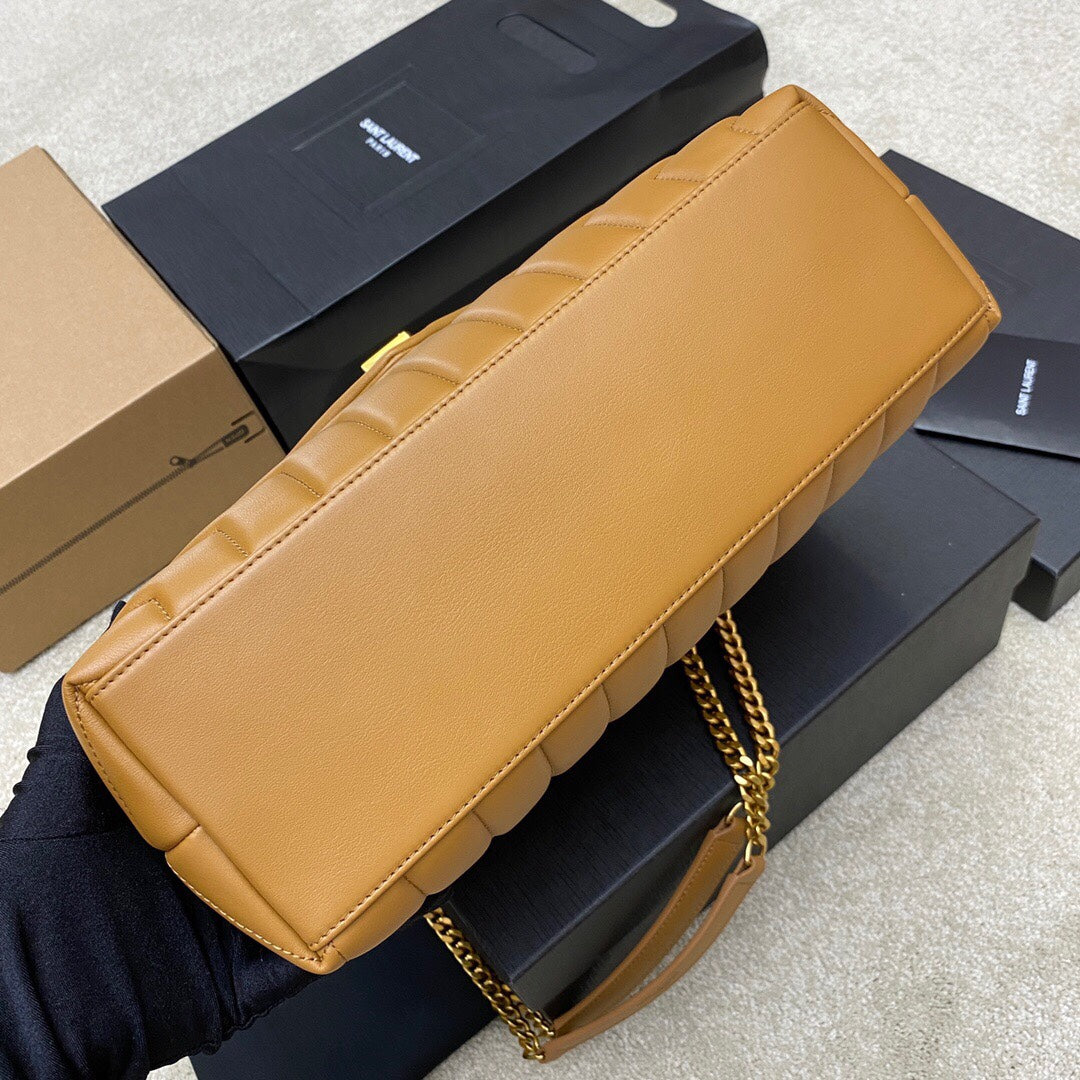 LOULOU MEDIUM 32 BROWN QUILTED LEATHER GOLD HARDWARE mysite