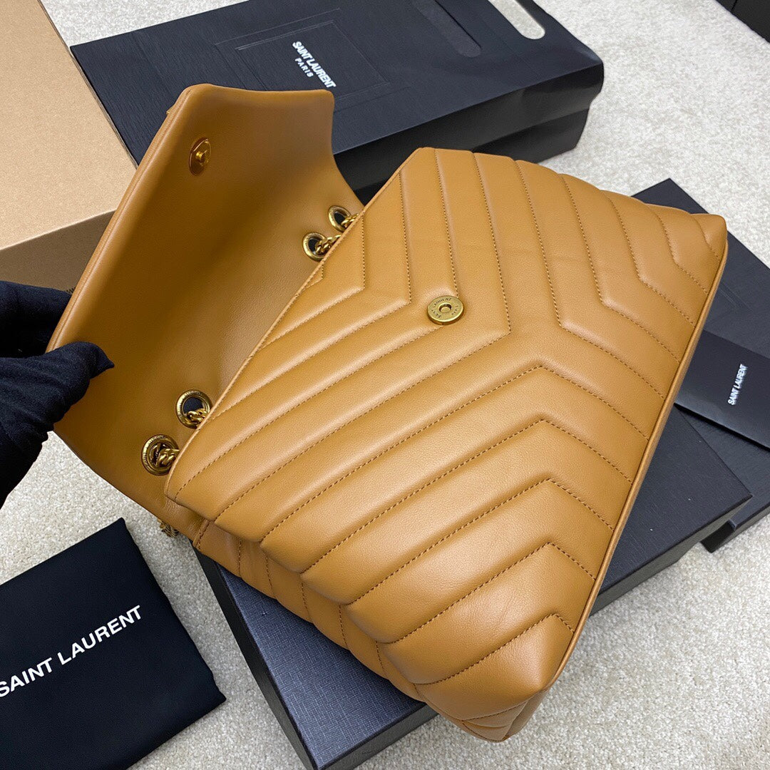 LOULOU MEDIUM 32 BROWN QUILTED LEATHER GOLD HARDWARE mysite