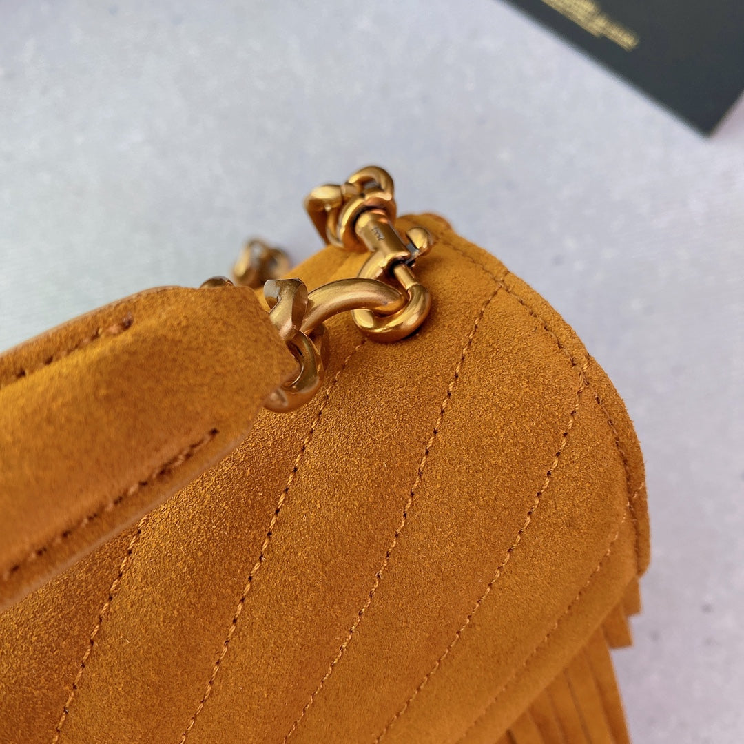 COLLEGE TASSEL 24 IN ORANGE PEEL SUEDE GOLD HARDWARE mysite