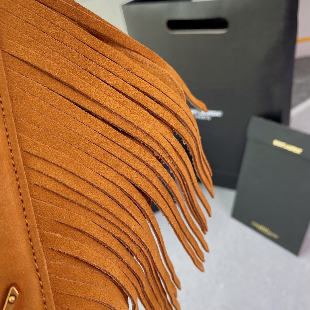 COLLEGE TASSEL 24 IN ORANGE PEEL SUEDE GOLD HARDWARE mysite