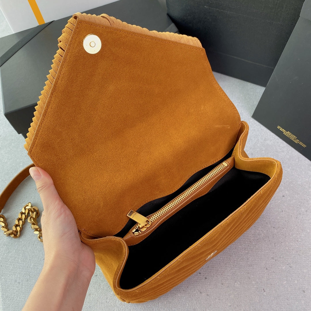 COLLEGE TASSEL 24 IN ORANGE PEEL SUEDE GOLD HARDWARE mysite