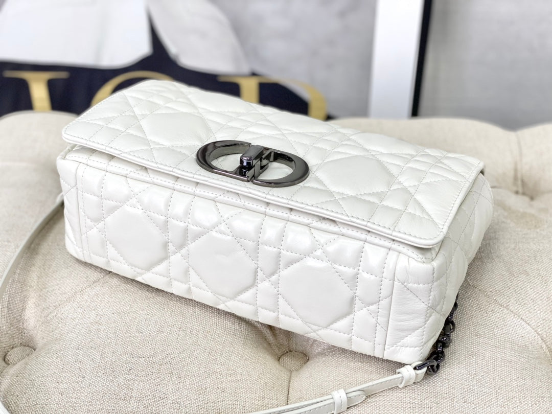 LARGE CARO BAG 28 WHITE CALFSKIN BLACK HARDWARE mysite