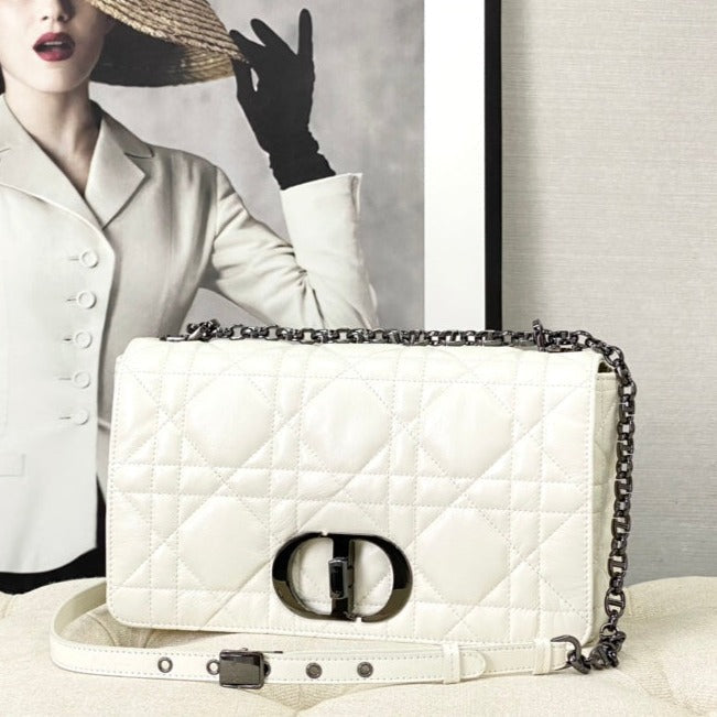 LARGE CARO BAG 28 WHITE CALFSKIN BLACK HARDWARE mysite