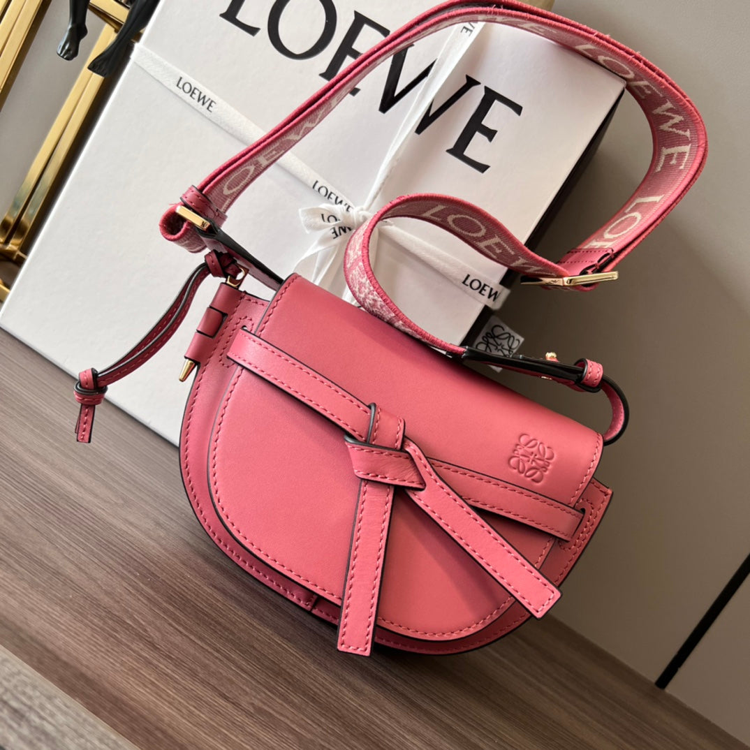 Mini Gate Dual bag in soft calfskin and jacquard pink smooth caflskin mysite