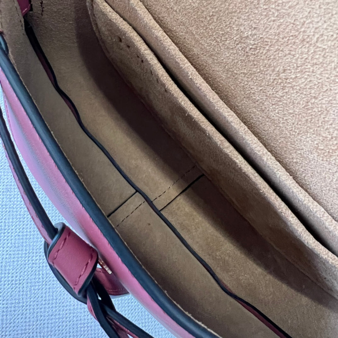 Mini Gate Dual bag in soft calfskin and jacquard pink smooth caflskin mysite