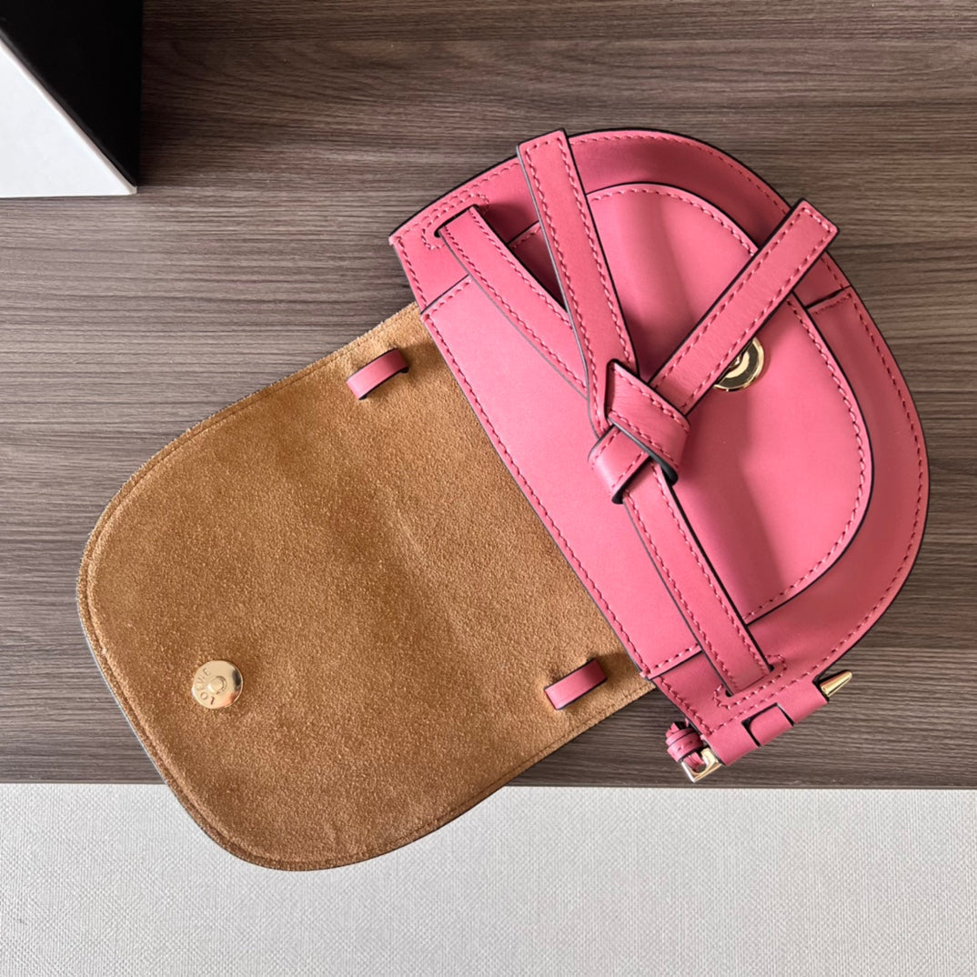 Mini Gate Dual bag in soft calfskin and jacquard pink smooth caflskin mysite