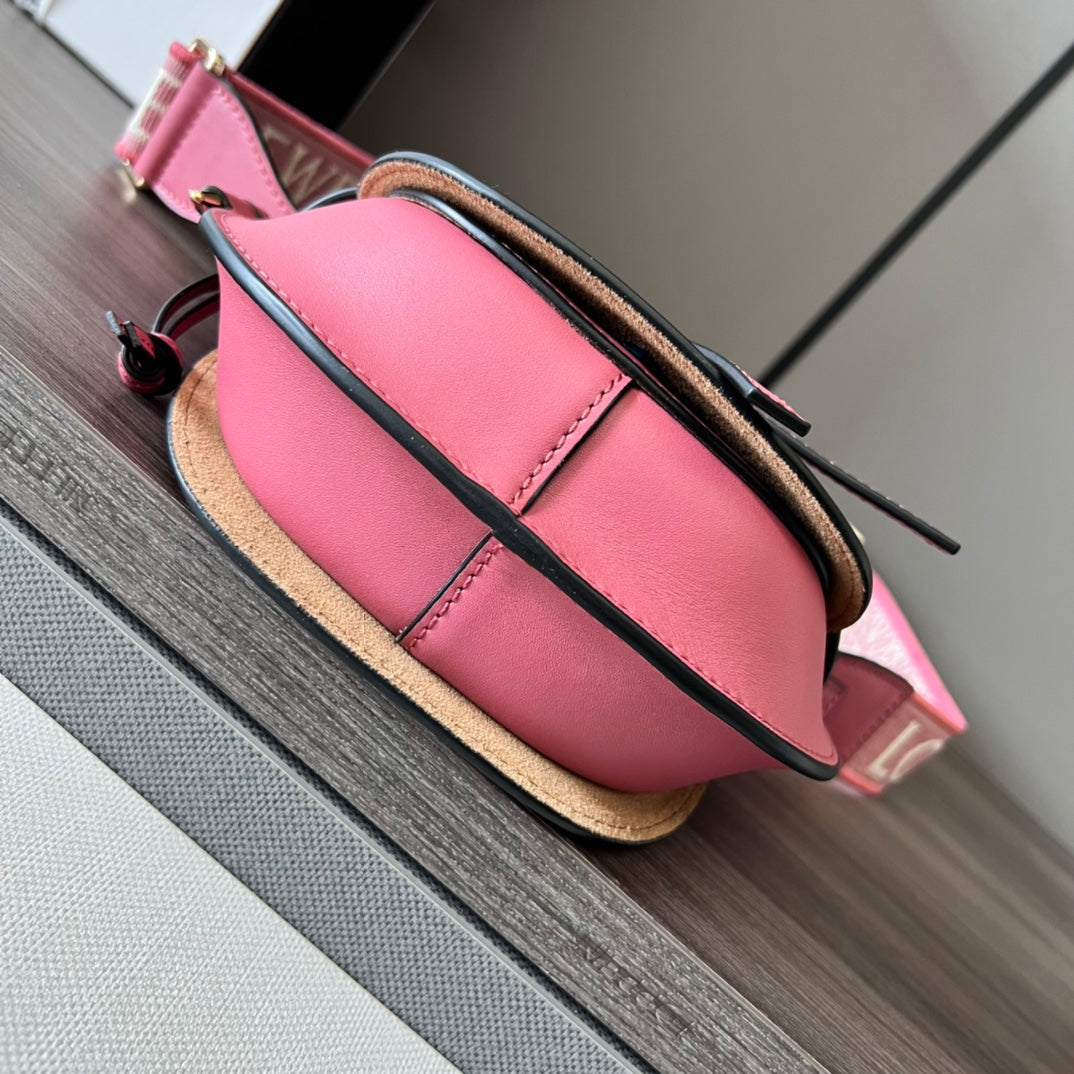 Mini Gate Dual bag in soft calfskin and jacquard pink smooth caflskin mysite