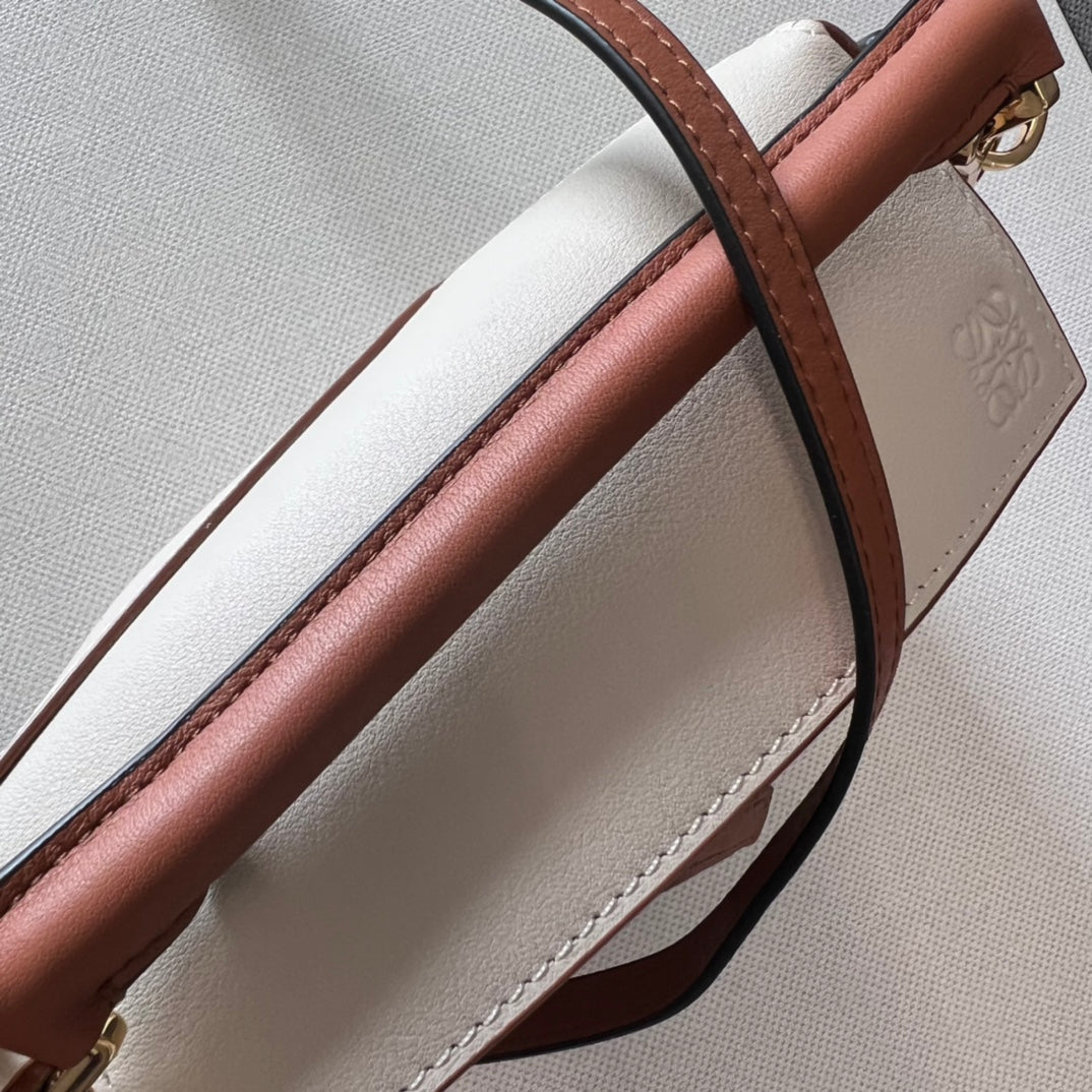 Mini Puzzle bag in soft grained 18cm White and Tan Calfskin mysite