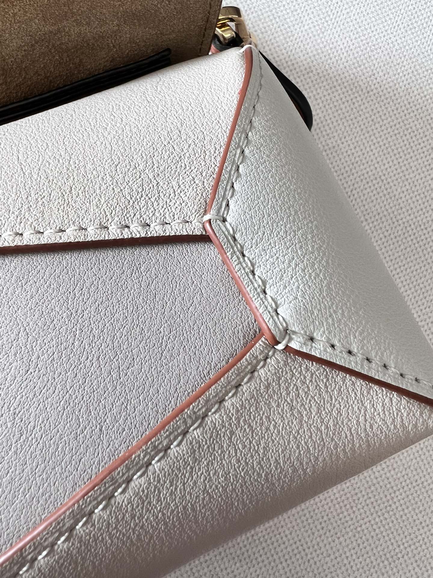 Mini Puzzle bag in soft grained 18cm White and Tan Calfskin mysite