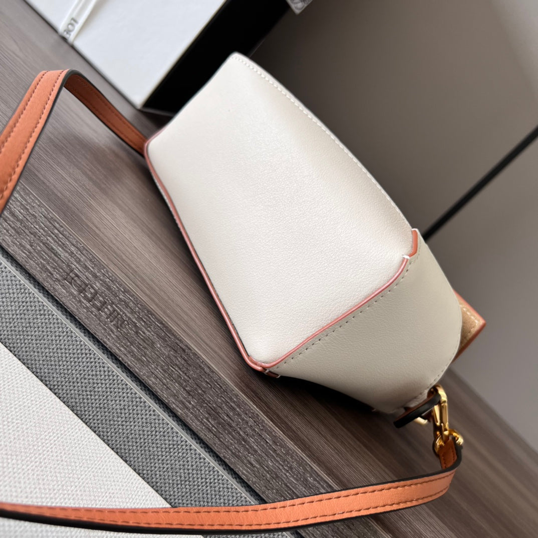 Mini Puzzle bag in soft grained 18cm White and Tan Calfskin mysite