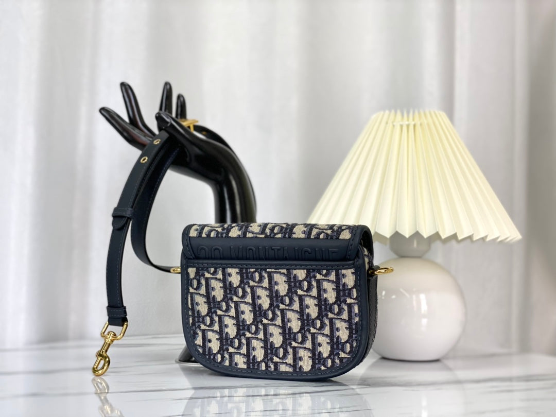 SMALL CD BOBBY 18CM BLUE OBLIQUE CANVAS GOLD HARDWARE mysite