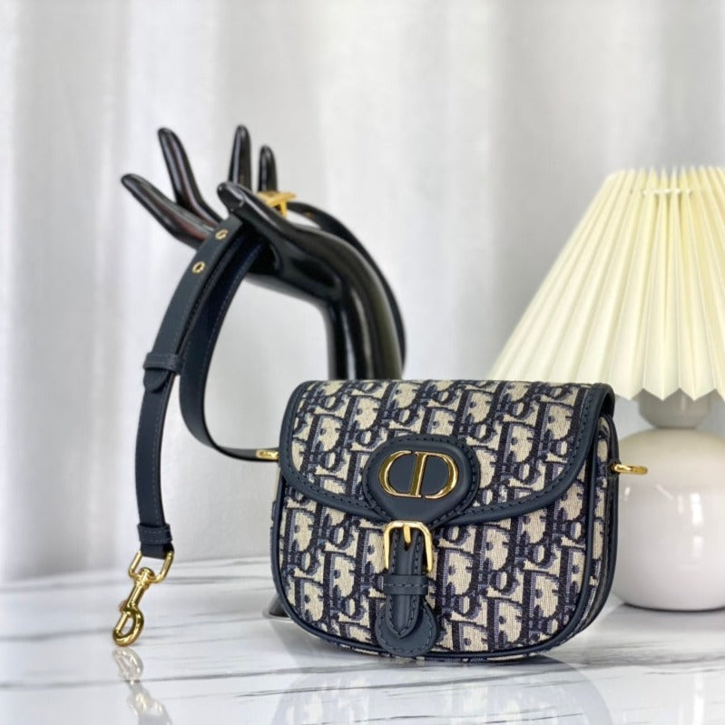 SMALL CD BOBBY 18CM BLUE OBLIQUE CANVAS GOLD HARDWARE mysite