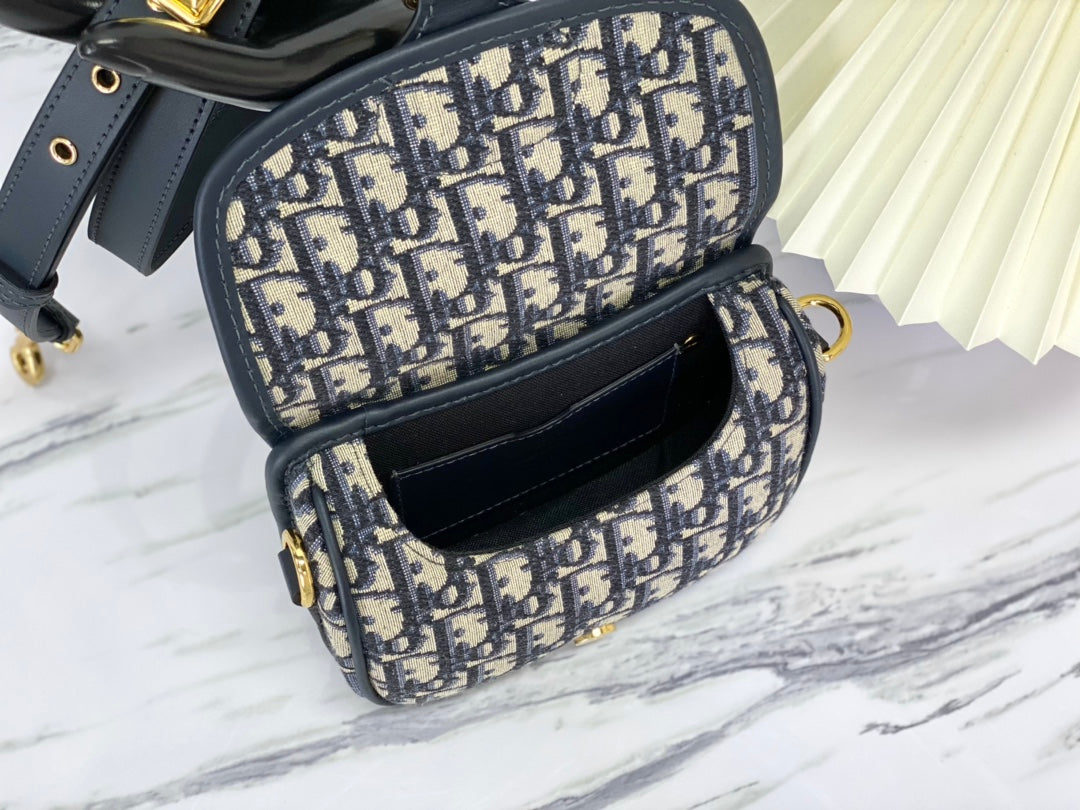 SMALL CD BOBBY 18CM BLUE OBLIQUE CANVAS GOLD HARDWARE mysite