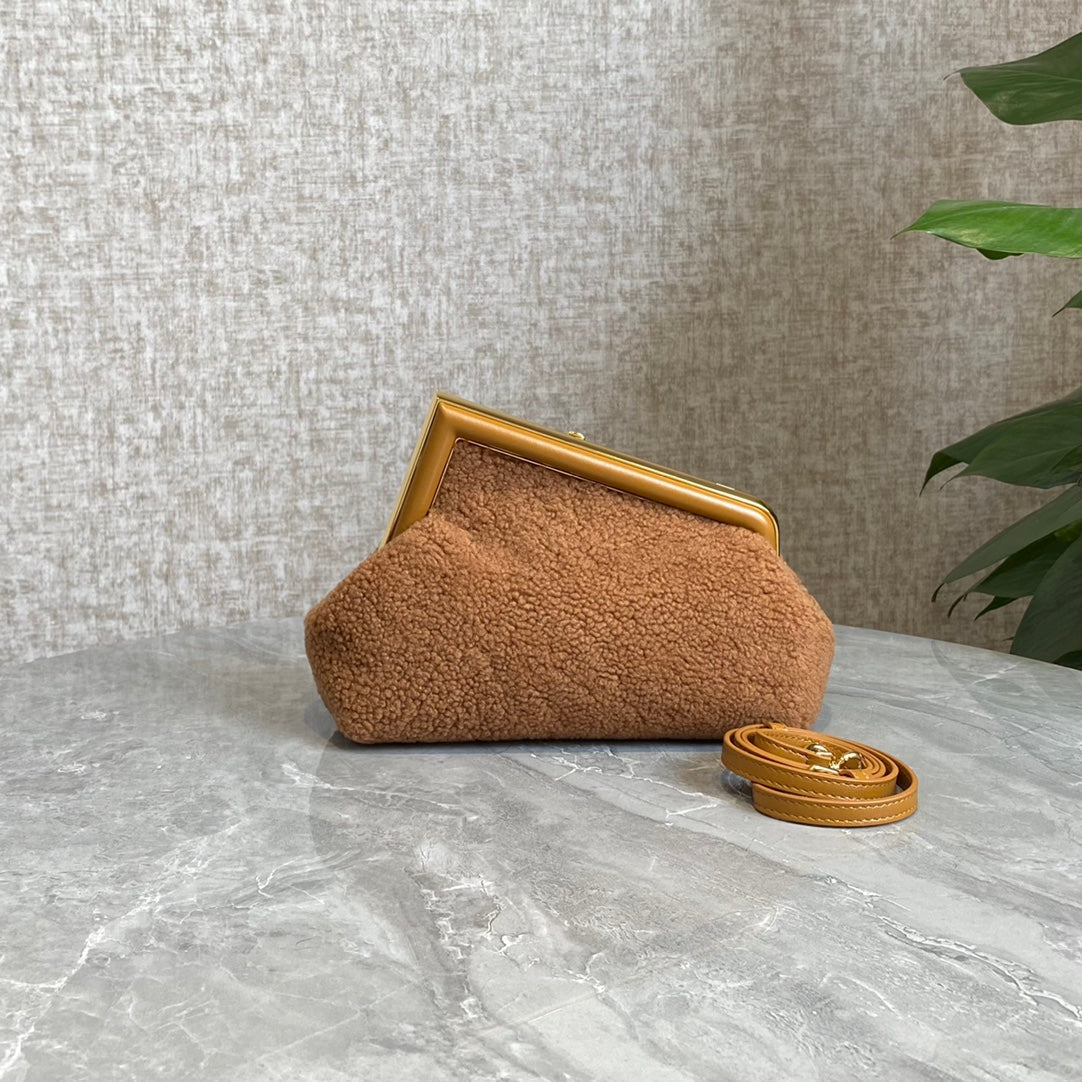 FENDI FIRST MINI 26 BAG IN CIDER BROWN WOOL WITH GOLD HARDWARE mysite