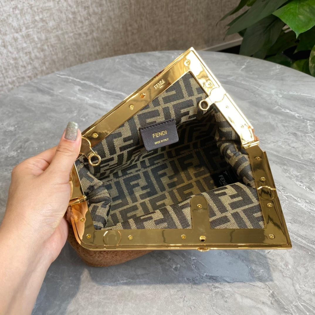 FENDI FIRST MINI 26 BAG IN CIDER BROWN WOOL WITH GOLD HARDWARE mysite