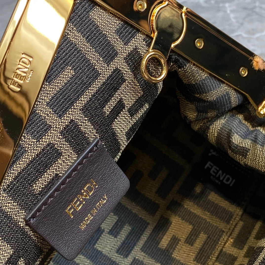 FENDI FIRST MINI 26 BAG IN CIDER BROWN WOOL WITH GOLD HARDWARE mysite
