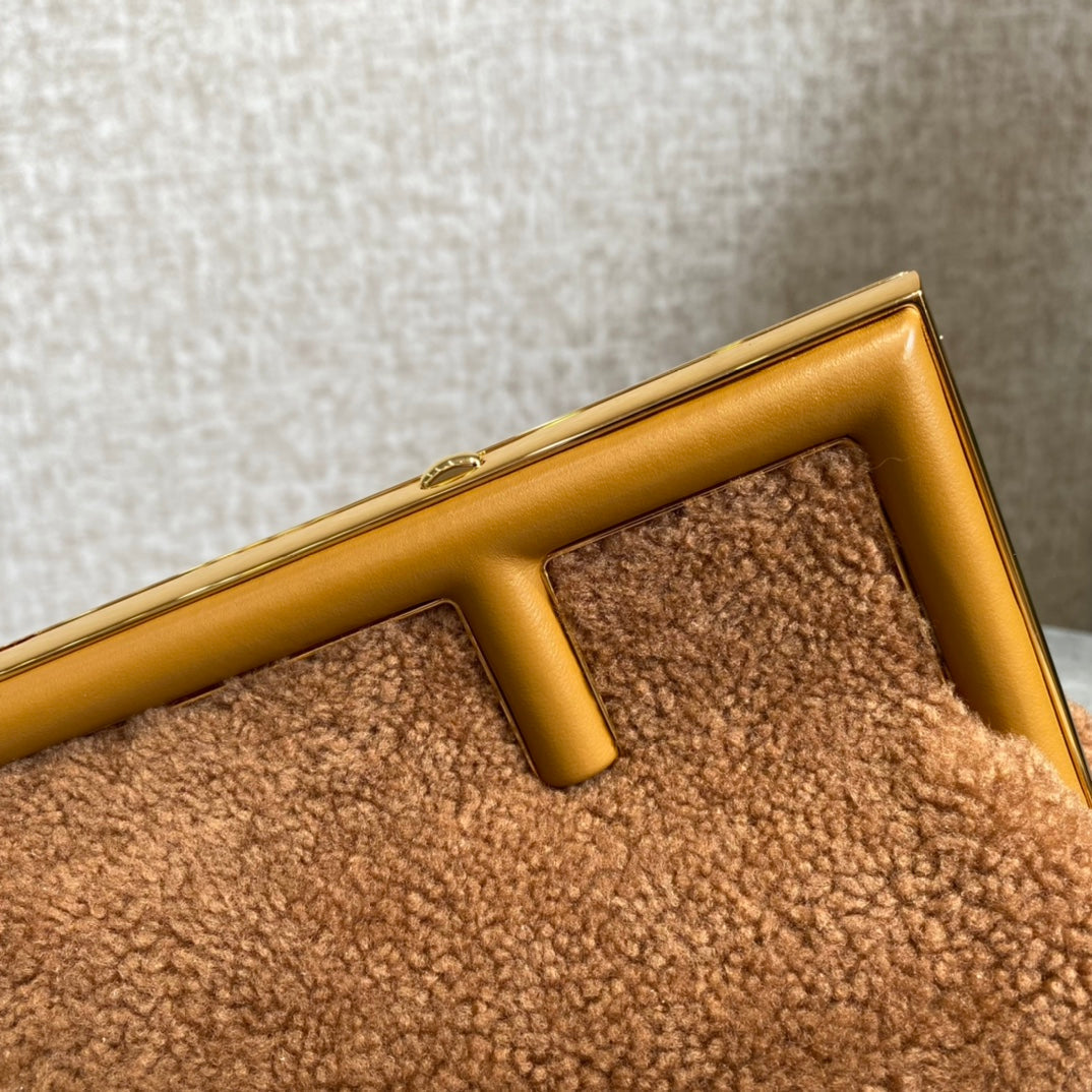 FENDI FIRST MINI 26 BAG IN CIDER BROWN WOOL WITH GOLD HARDWARE mysite