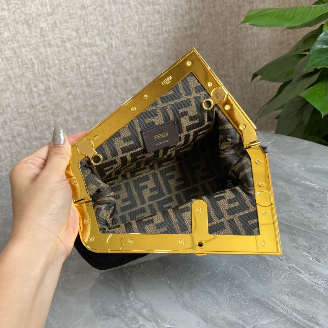 FENDI FIRST MINI 26 BAG IN BLACK WOOL WITH GOLD HARDWARE mysite