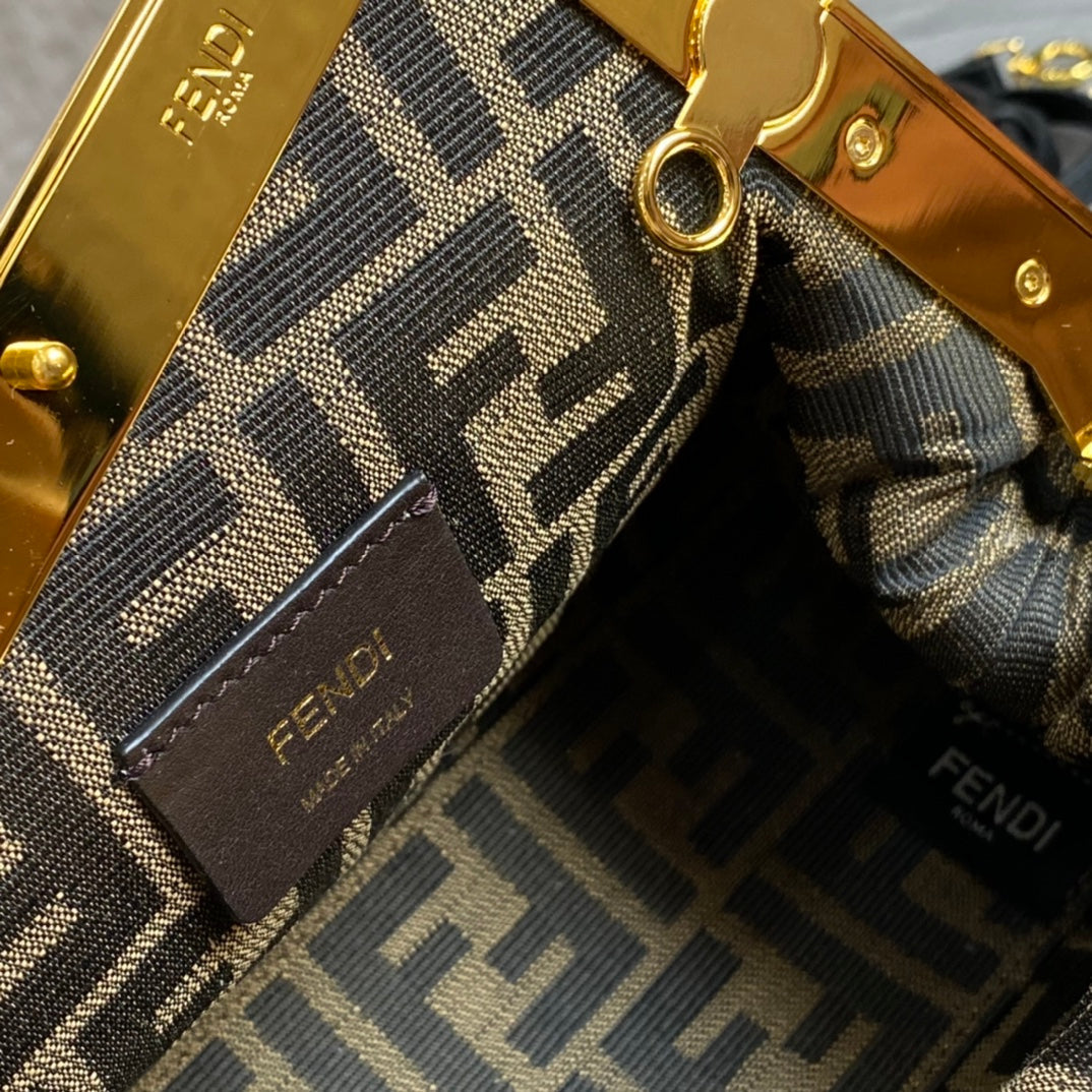 FENDI FIRST MINI 26 BAG IN BLACK WOOL WITH GOLD HARDWARE mysite