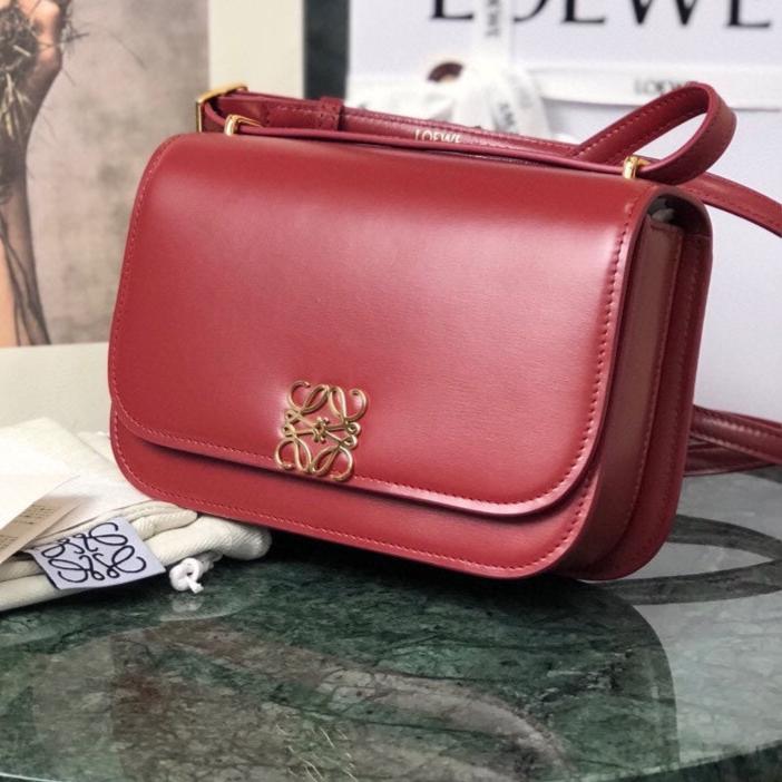 LOE GOYA BAG 18 IN CHERRY RED SILK CALFSKIN mysite