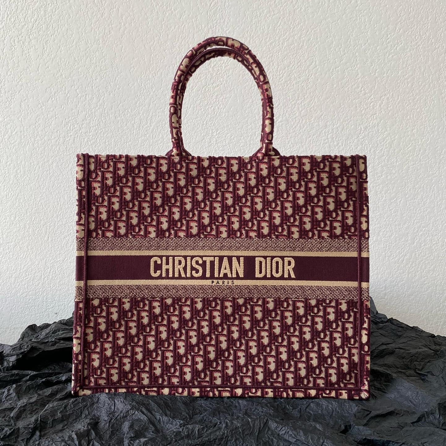 Large CD Book Tote 42cm Burgundy Retro Style D Letter Embroidery mysite