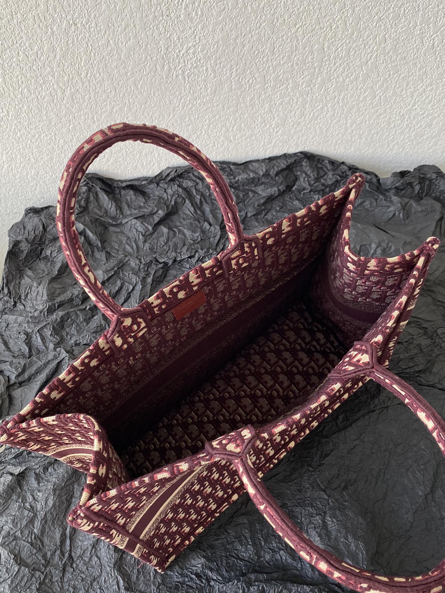 Large CD Book Tote 42cm Burgundy Retro Style D Letter Embroidery mysite