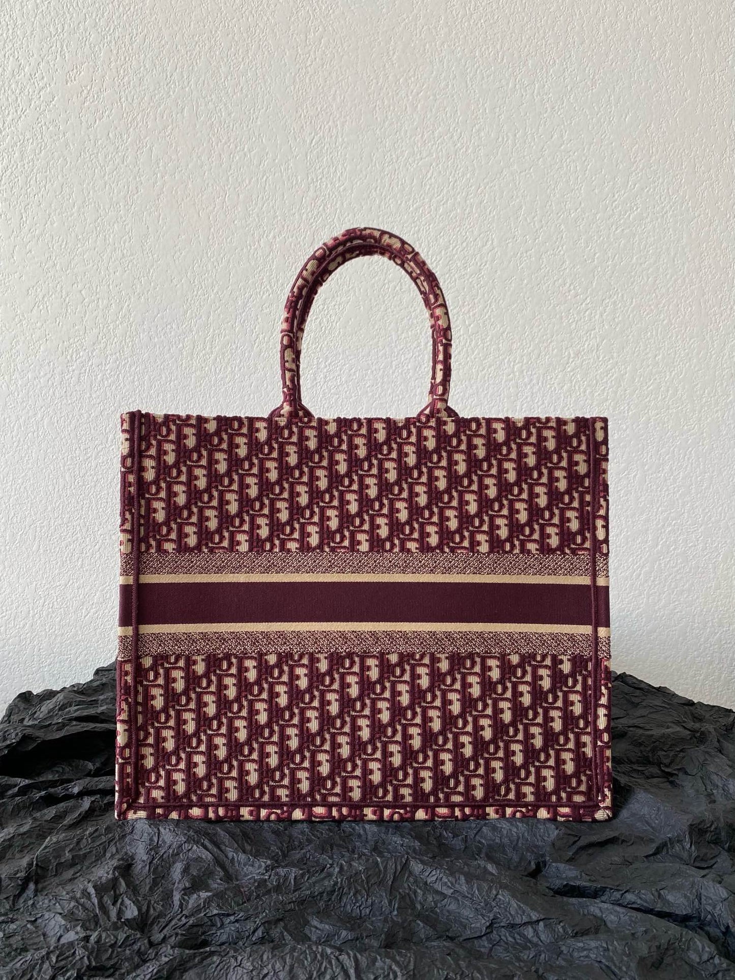 Large CD Book Tote 42cm Burgundy Retro Style D Letter Embroidery mysite