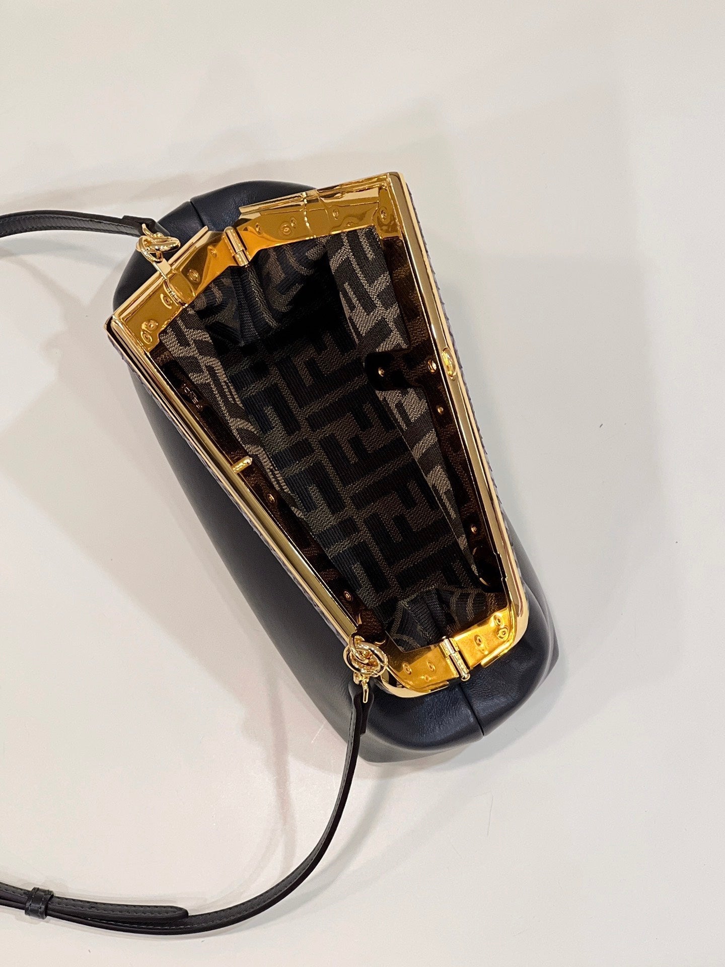 FENDI FIRST SMALL 26 BLACK LEATHER BAG WITH EXOTIC DETAILS mysite