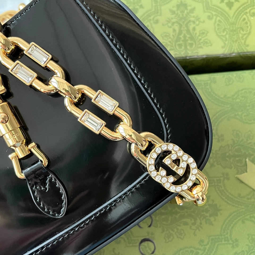 gg jackie mini 19cm black calfskin with chain mysite