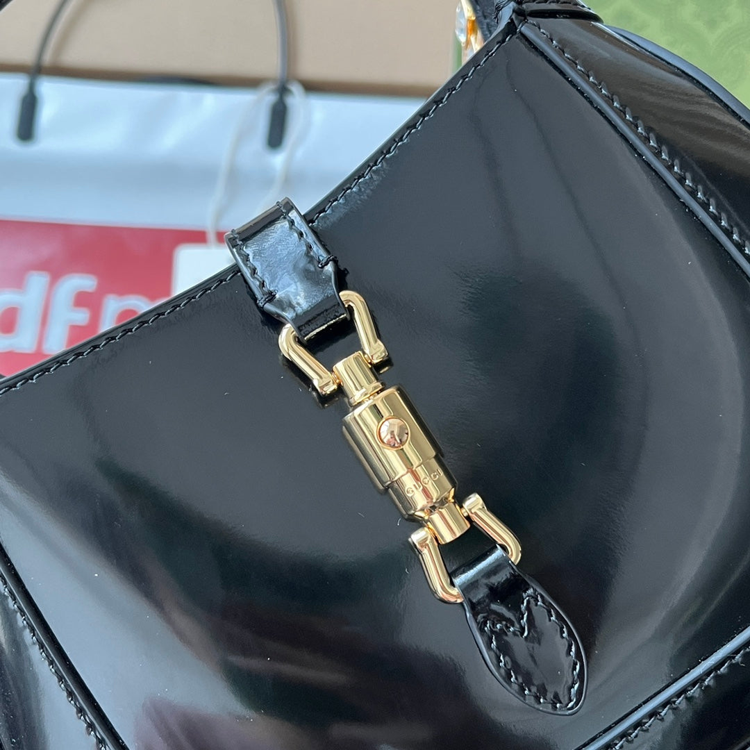 gg jackie mini 19cm black calfskin with chain mysite