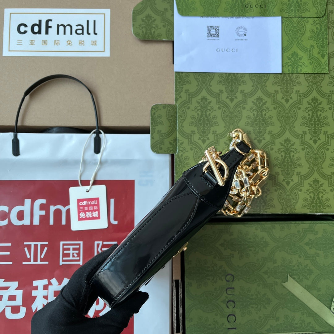 gg jackie mini 19cm black calfskin with chain mysite